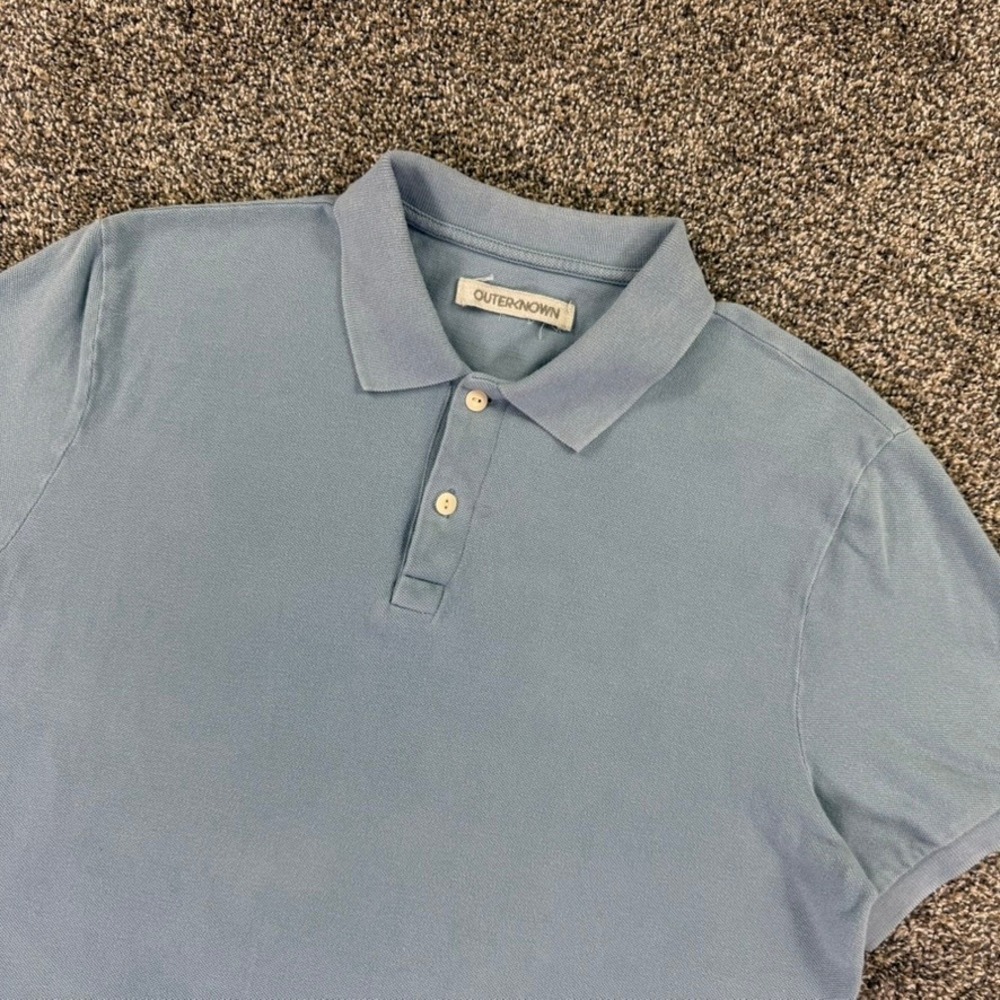 Outerknown Mens Large Organic Cotton Polo Shirt Blue Short Sleeve Golf Outdoors